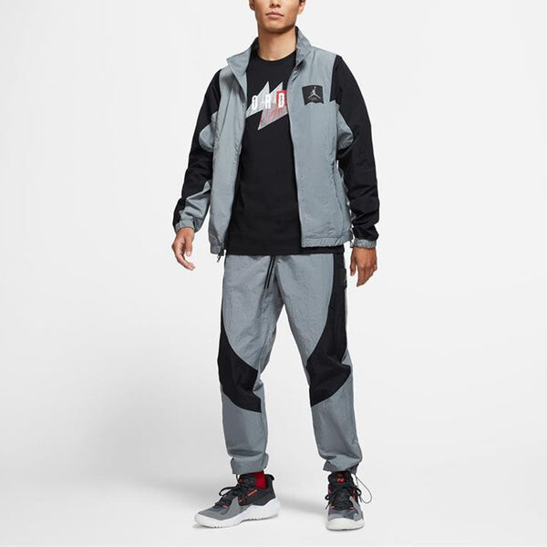 Спортивные штаны Men's Air Jordan Flight Contrasting Colors Breathable Drawstring Sports Pants/Trousers/Joggers Autumn Gray, серый — фото 3
