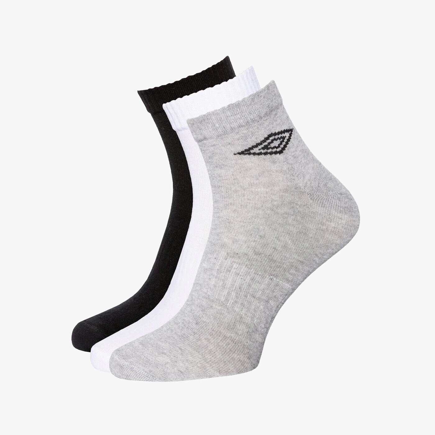 

Носки Umbro Quarter II микс, 3 пары, серый / черный / белый