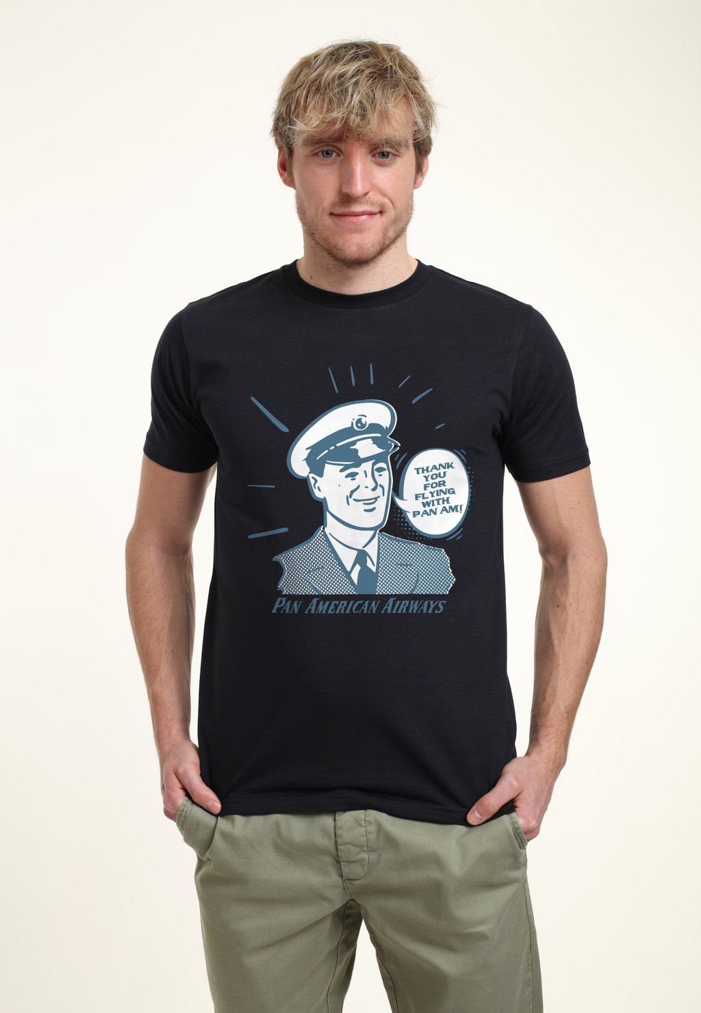 

Футболка с принтом THANK YOU FOR FLYING WITH PAN AM Henry Tiger, темно-синий
