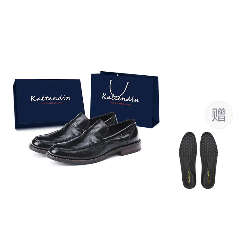 

Kaltendin Повседневные кожаные туфли мужские низкие черные, цвет Black[Box Included]