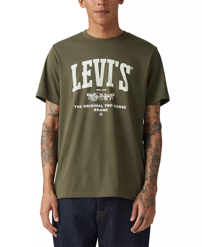 

Мужская классическая футболка с коротким рукавом и принтом Levi's, зеленый