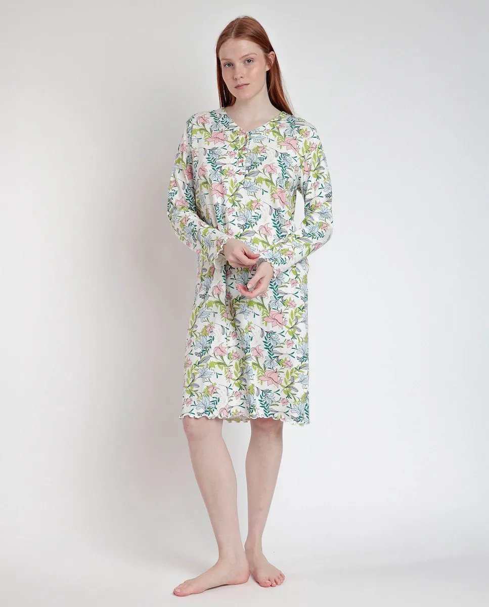 

Длинная женская ночная рубашка из вязкой вискозы розового цвета Admas