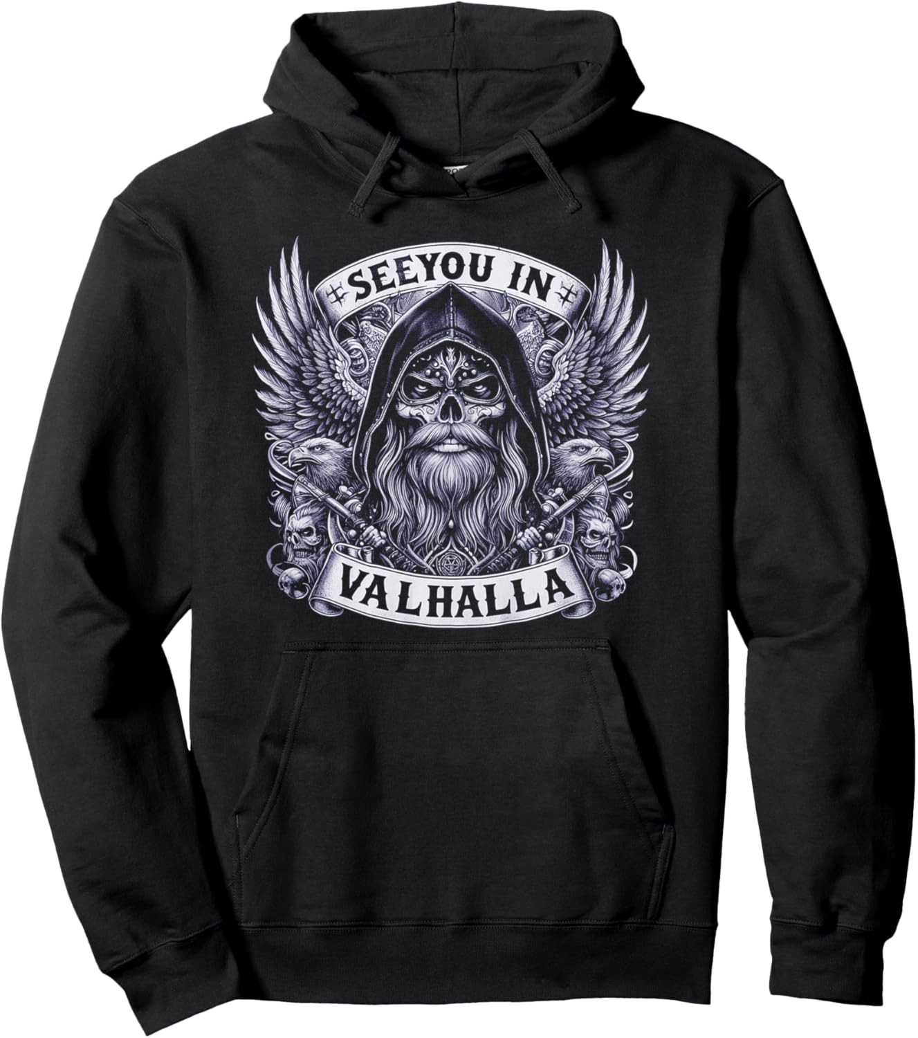 

Толстовка Odin Hoodie See You In Valhalla Vikings Design Wotan Odin, черный