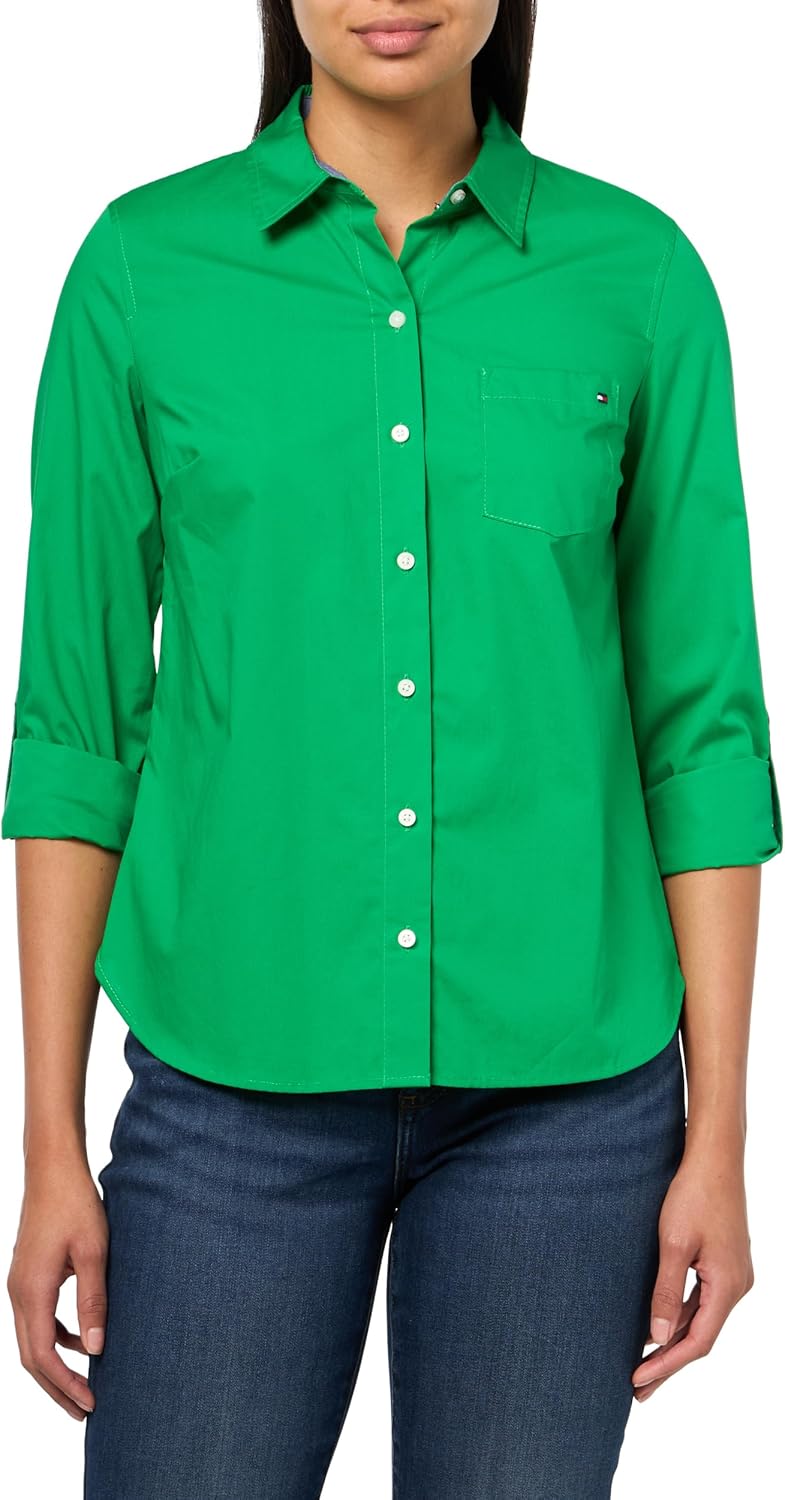 

Женская рубашка Tommy Hilfiger на пуговицах с длинным рукавом, воротником и нагрудным карманом, Fern