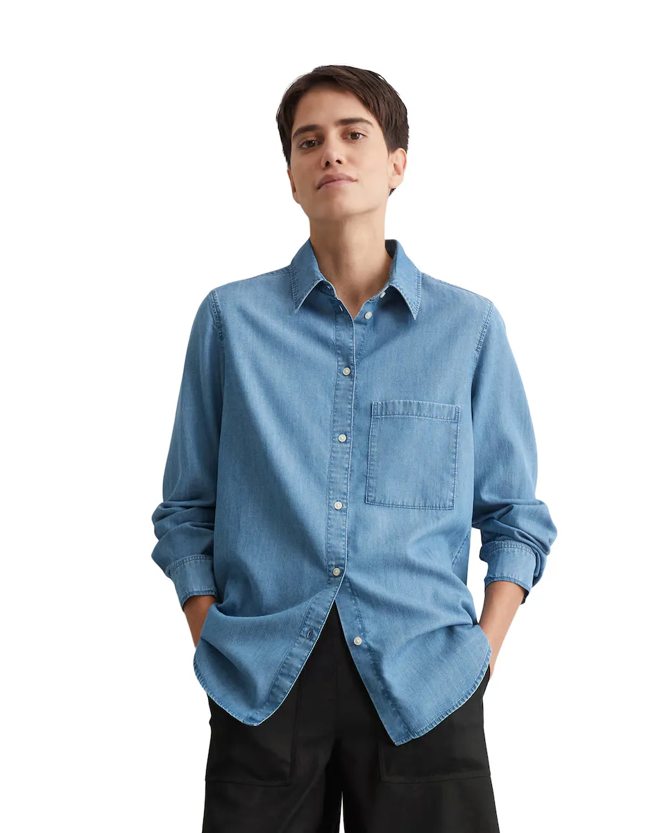 

Женская джинсовая рубашка прямого кроя с TENCEL Lyocell MARC O'POLO, синий