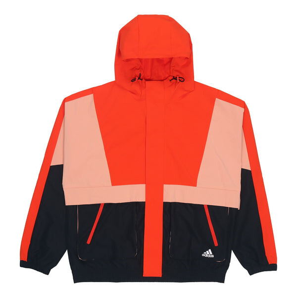 

Куртка adidas Loose Logo Casual Contrasting Colors Woven Windproof Hooded Jacket Orange, оранжевый