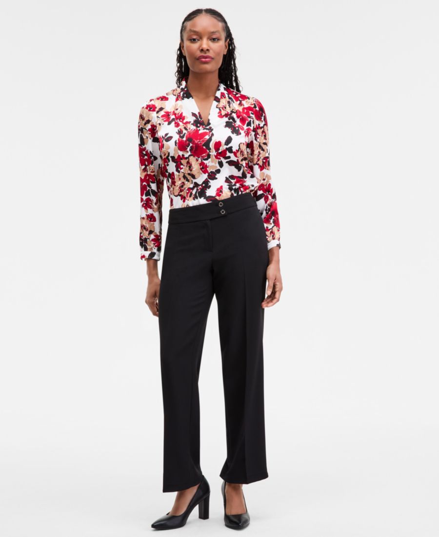 

Женские брюки с высокой посадкой и широкими штанинами, стандартный и укороченный размер Kasper, Black