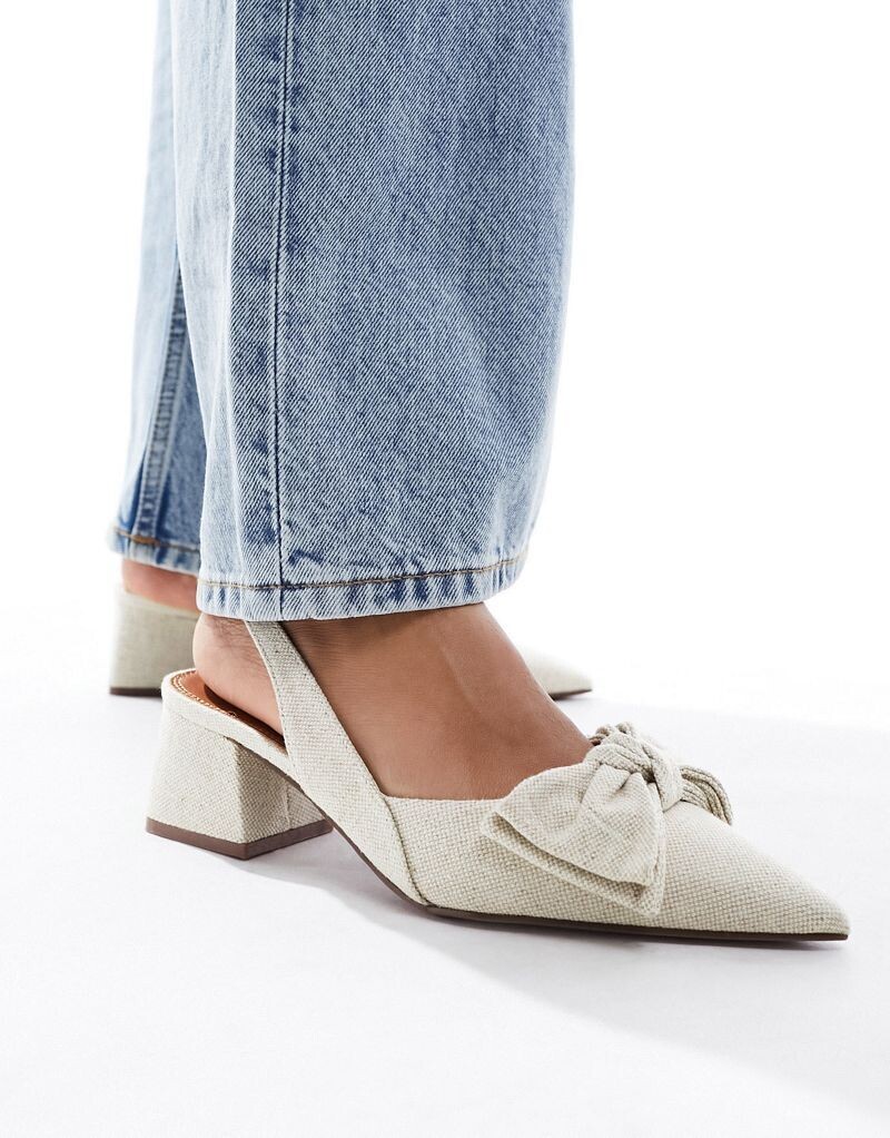 Туфли ASOS Symphony из натурального материала с бантом, ремешком на пятке и средним каблуком