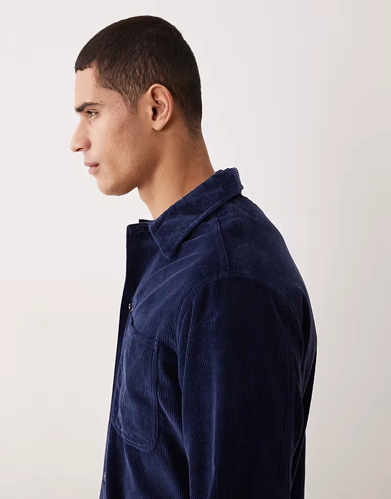 Рубашка-куртка Polo Ralph Lauren Osbars на молнии вельветовая, темно-синий — фото 4