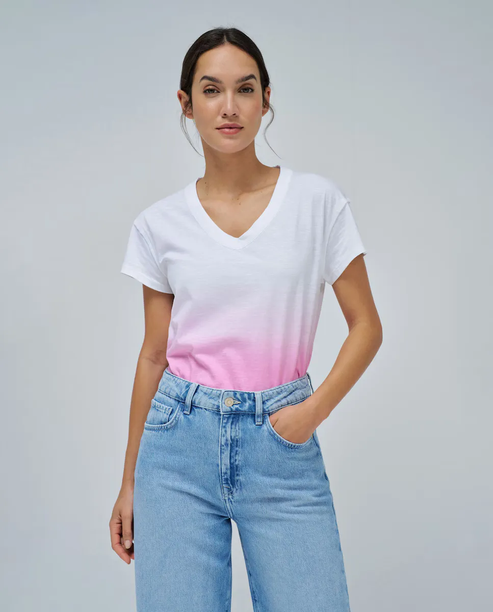

Женская футболка с градиентом и V-образным вырезом Salsa Jeans, розовый