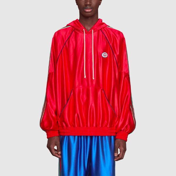 Куртка ss21 taped hooded track jacket 'red' Gucci, красный — фото 3
