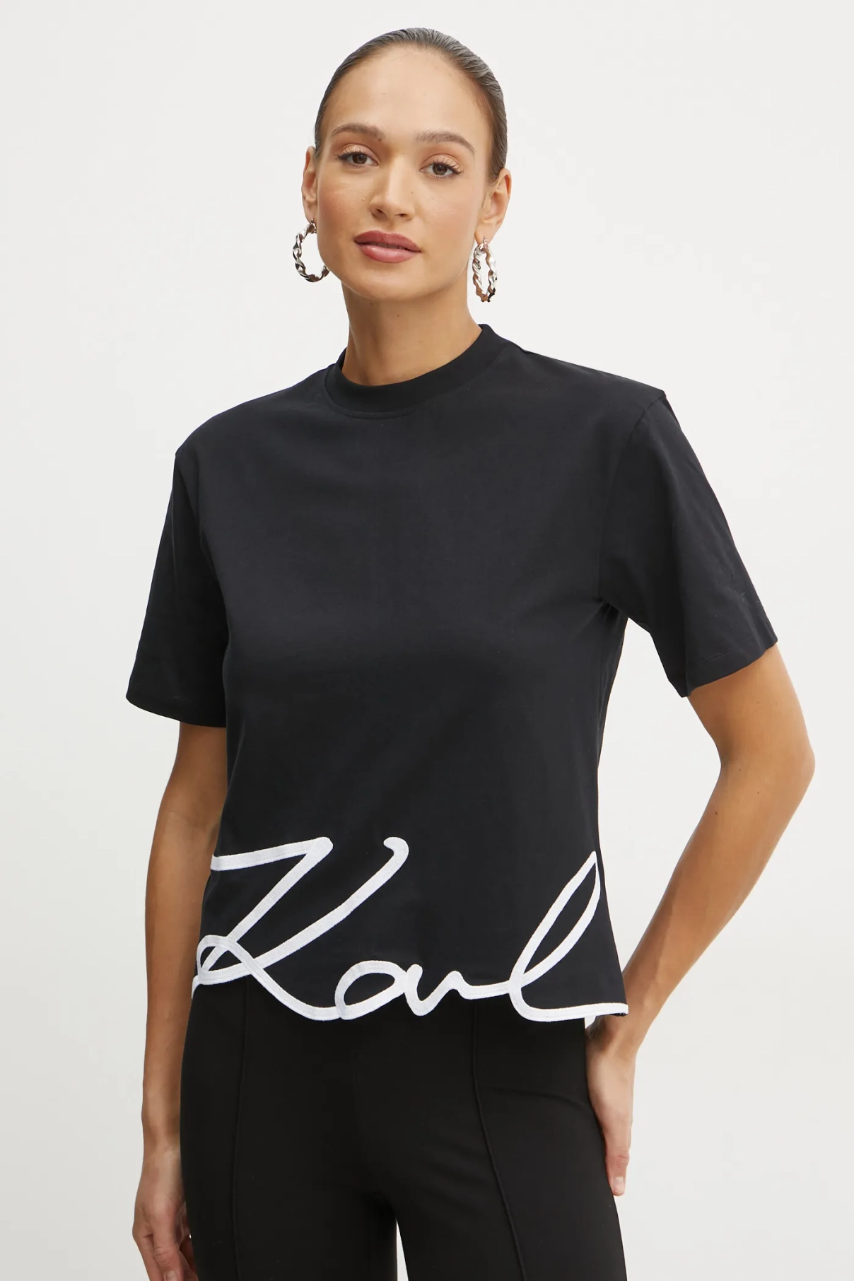 

Хлопковая футболка Karl Lagerfeld, черный