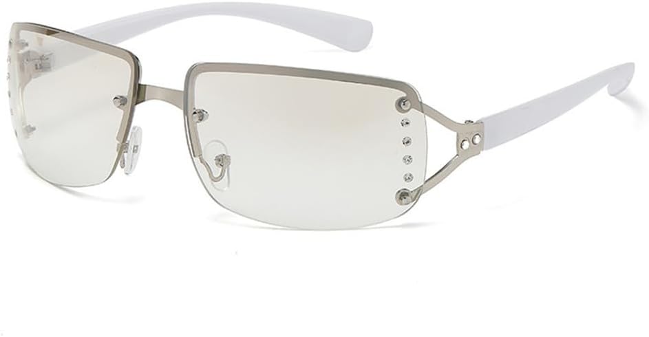 

Модные женские солнцезащитные очки Y2K, женские солнцезащитные очки для кемпинга, ретро-солнцезащитные очки без оправы с защитой от УФ-излучения UV400 KTUCN, White Mercury