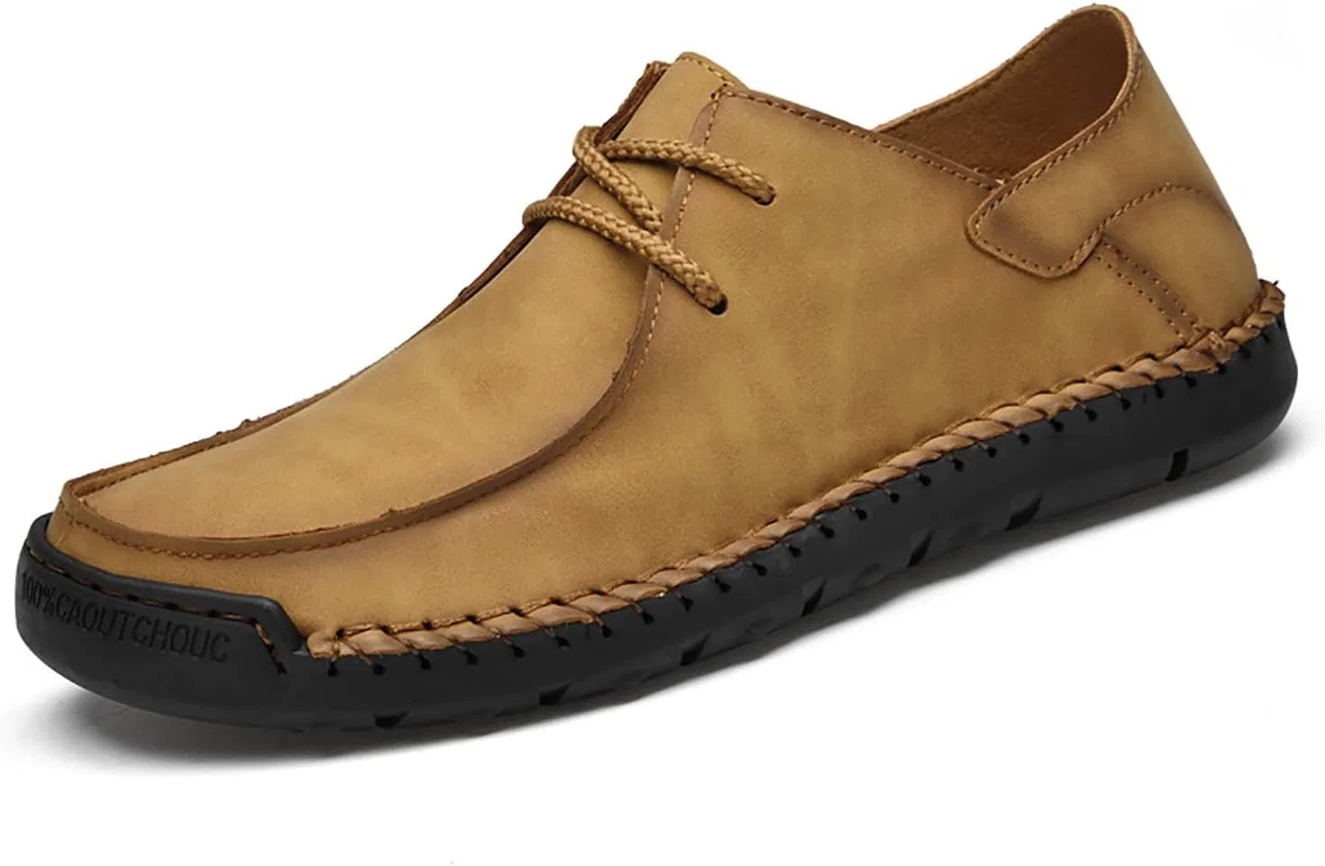 Мокасины кожаные мужские на шнуровке, Light Brown DAO-UPPSE