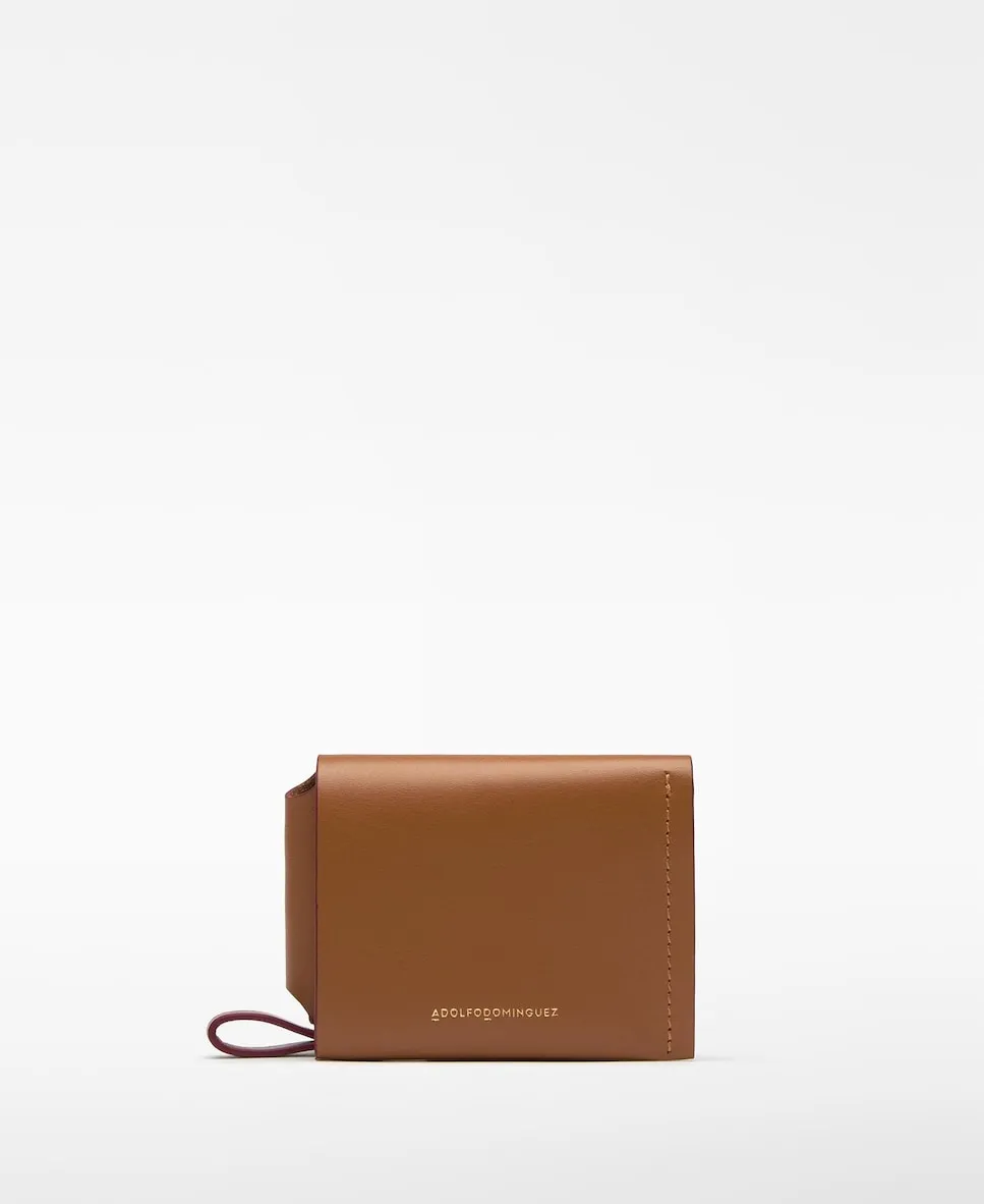 

Женский кожаный складной кошелек Adolfo Dominguez, коричневый