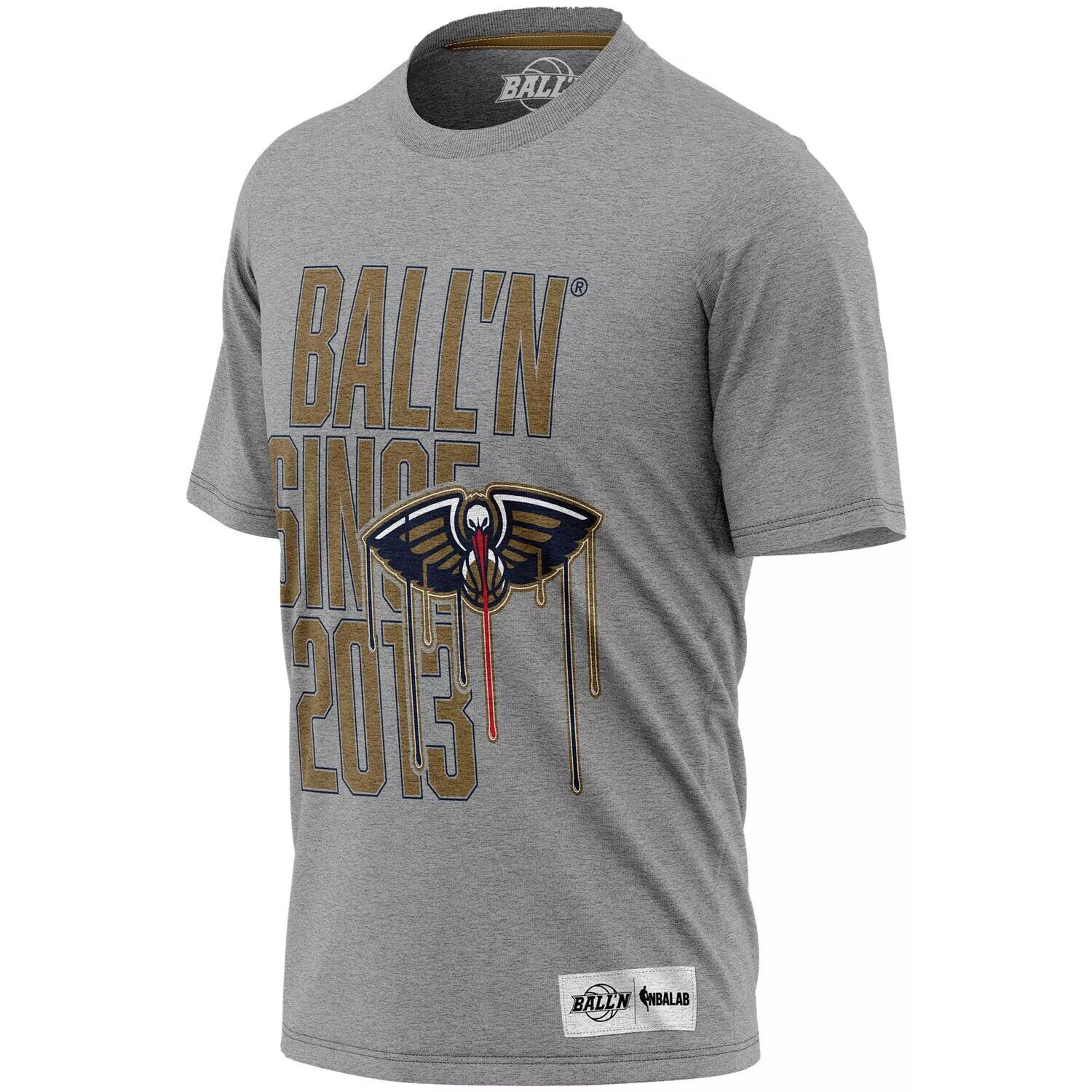 

Мужская футболка BALL'N Heathered Grey New Orleans Pelicans с 2013 года