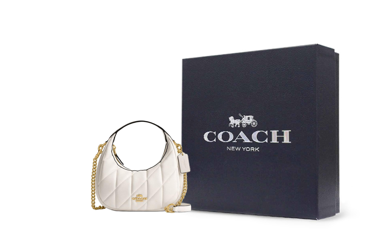 

COACH Овчинная цепочка сумка через плечо мини женская меловая белая