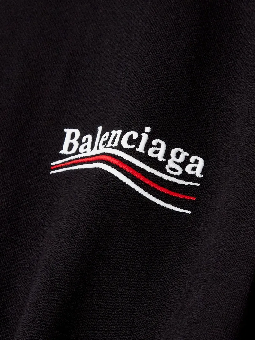 Увеличенная футболка из хлопкового трикотажа с вышивкой BALENCIAGA, черный — фото 4