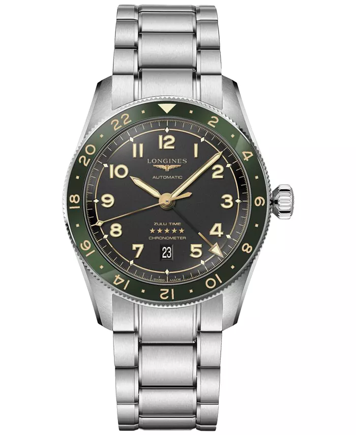 

Мужские швейцарские автоматические часы Spirit Zulu Time со стальным браслетом, 42 мм Longines