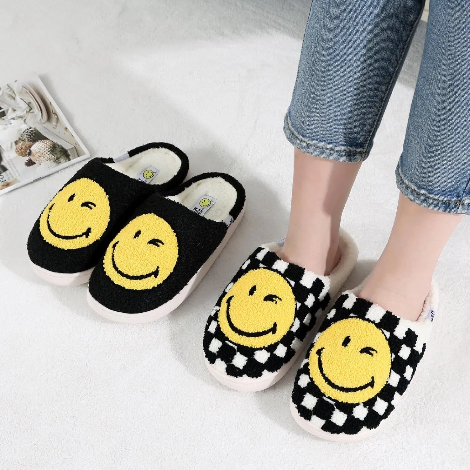 Тапочки с улыбкой, SMILEYWORLD, черный, желтый — фото 3