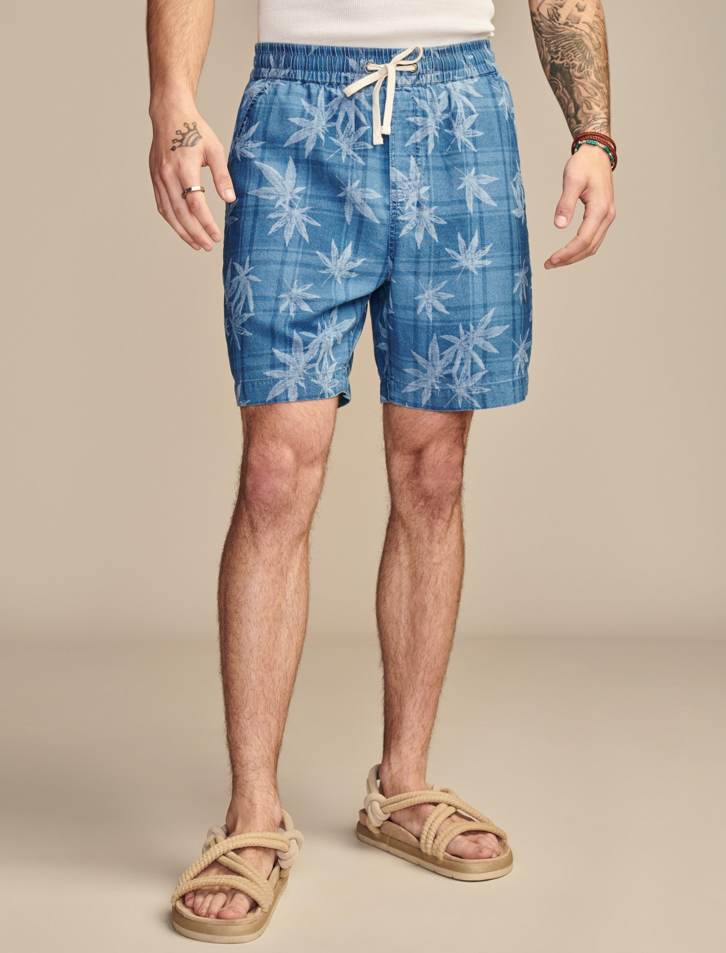 

Lucky Brand Мужские шорты высочайшего качества с принтом в виде листьев в стиле пэчворк индиго 7 дюймов