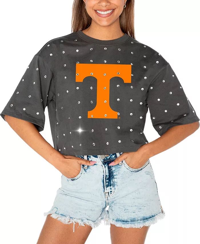 

Женская серая футболка Tennessee Volunteers Go Time со стразами Gameday Couture