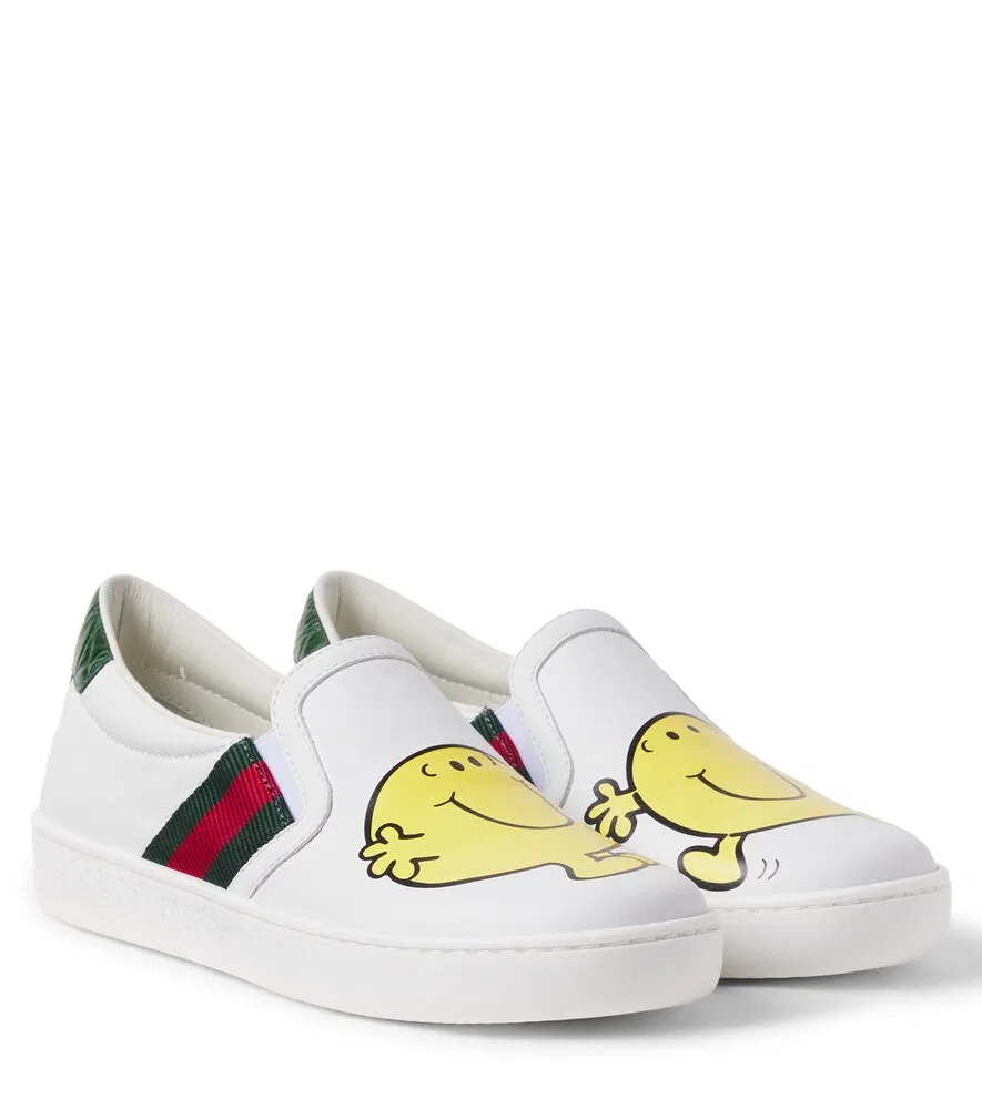 X Кожаные слипоны Mr Men Little Miss Gucci Kids, белый