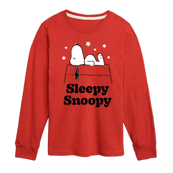 

Футболка с длинным рукавом и принтом «Peanuts Sleepy Snoopy» для мальчиков 8-20 лет Licensed Character, красный