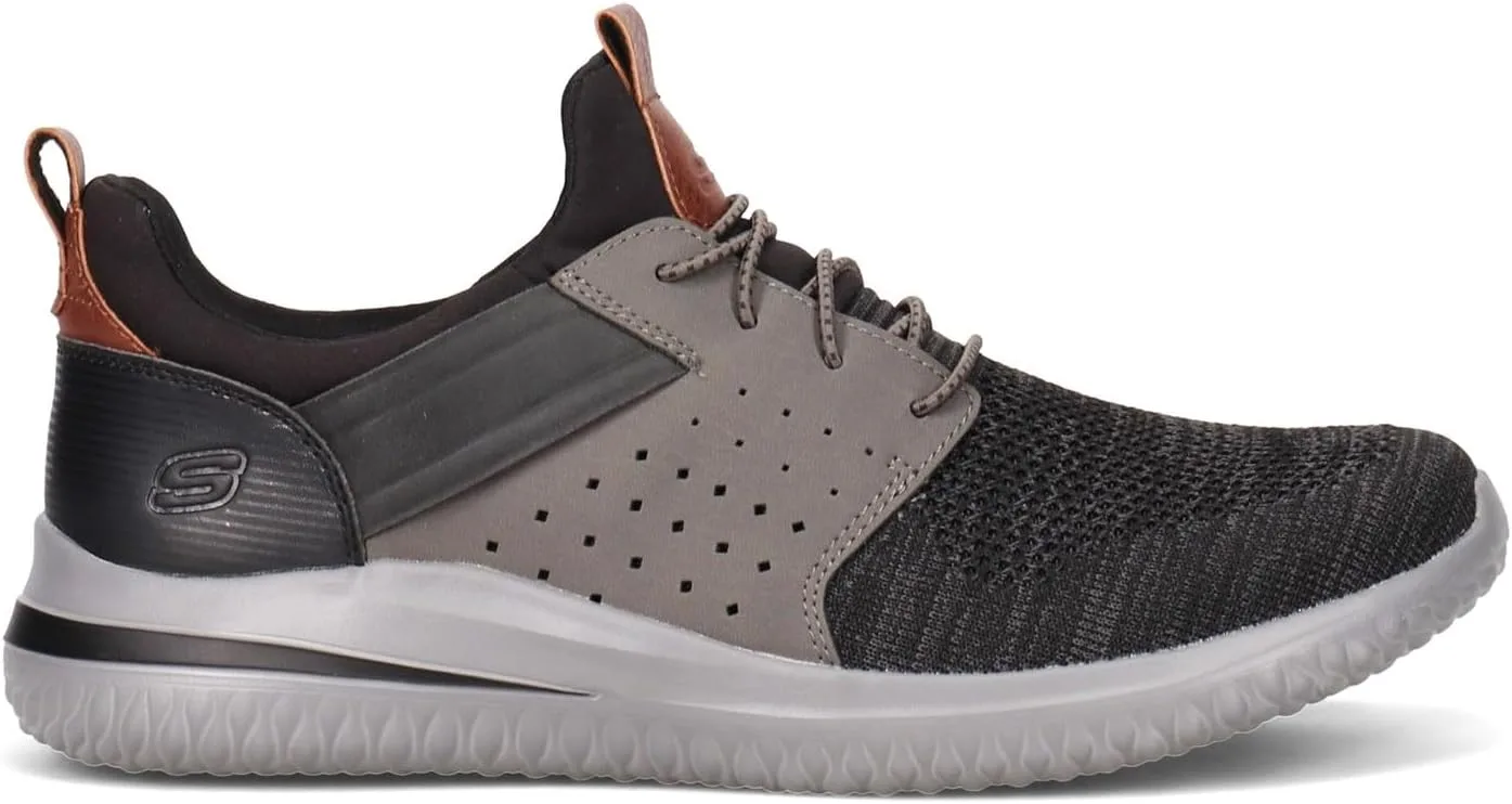 Мужские походные кроссовки Skechers с вязаным верхом и шнуровкой на резинке, черный/серый — фото 4