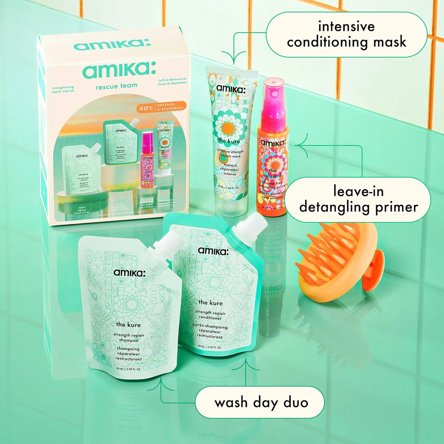 Набор для ухода за волосами «Rescue Team Hair Routine Trial Set» от amika Amika — фото 2