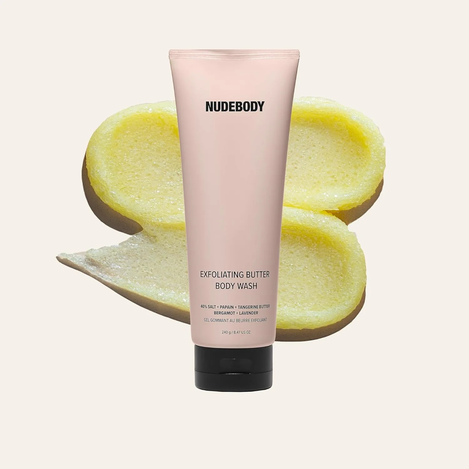 Nudestix Exfoliating Butter Body Wash - 3-в-1 очищающая пенка, скраб и средство для обновления кожи с солью, AHA/BHA и маслом мандарина, чистая, веганская формула с ароматом лаванды и бергамота, Clear — фото 2