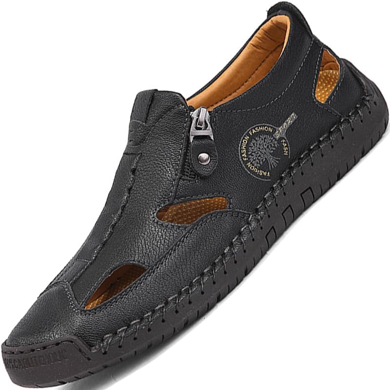 

Мужские сандалии с закрытым носком кожаные, для мужчин, повседневные, для походов, белые, синие, коричневые, черные, размеры, летние шлепанцы, тапочки, мужская обувь, повседневная обувь Dzujy