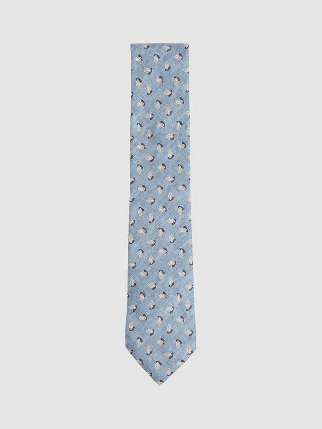 

Леонский шелковый геометрический галстук Reiss, цвет Soft Blue Melange