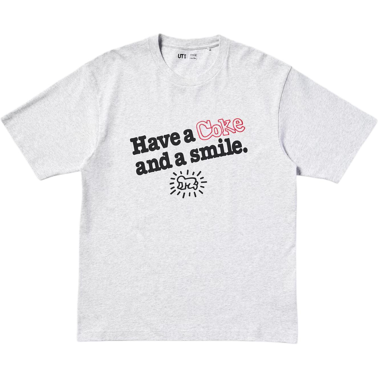 Coca cola X Keith Haring X Keith Haring X Coca Cola Collaboration T Shirts Unisex Gray UNIQLO, серый — фото 3