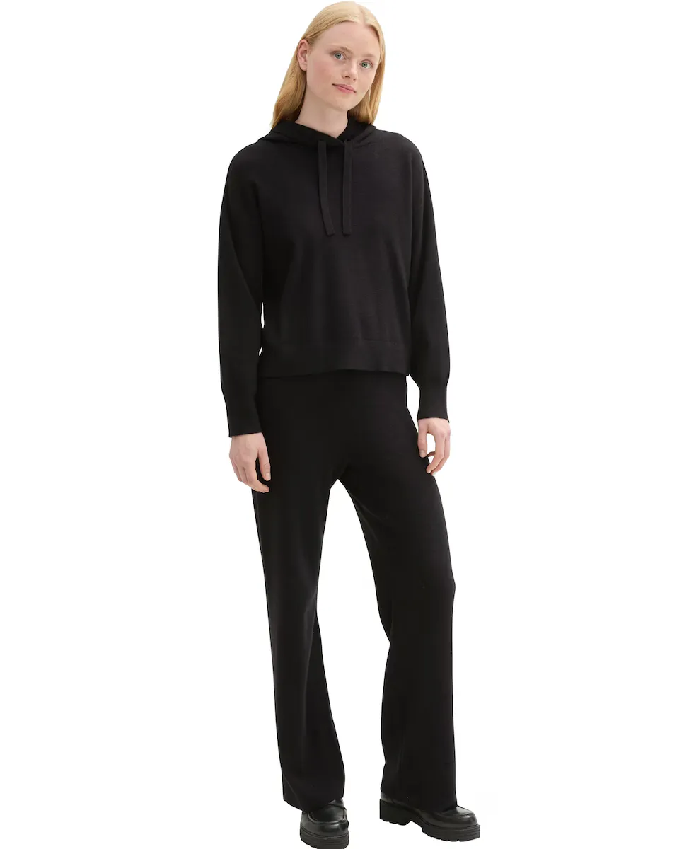 

Женские брюки со средней талией однотонного цвета Tom Tailor, черный