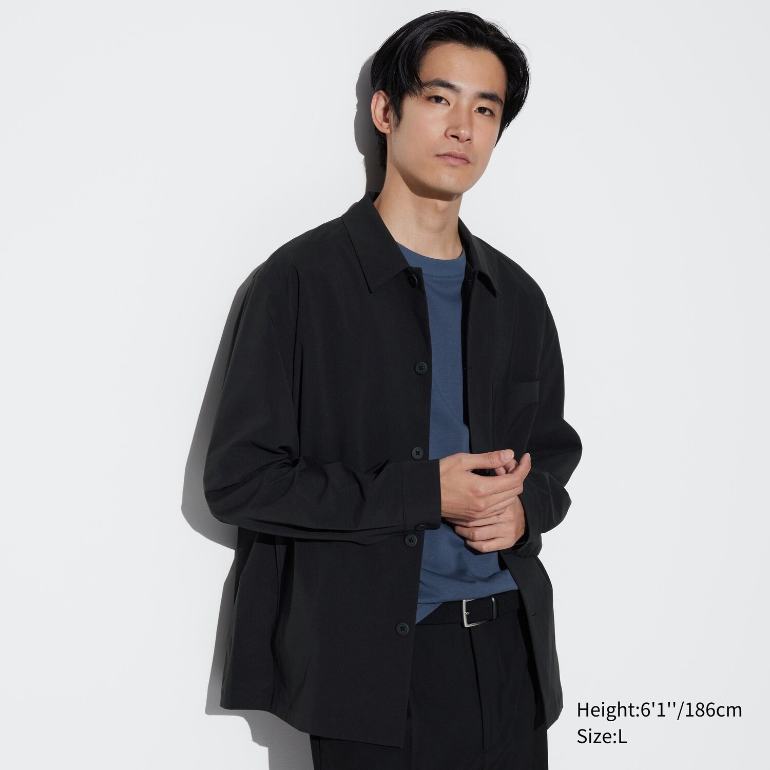 

Куртка-рубашка Uniqlo с карманом на груди, 09 черный