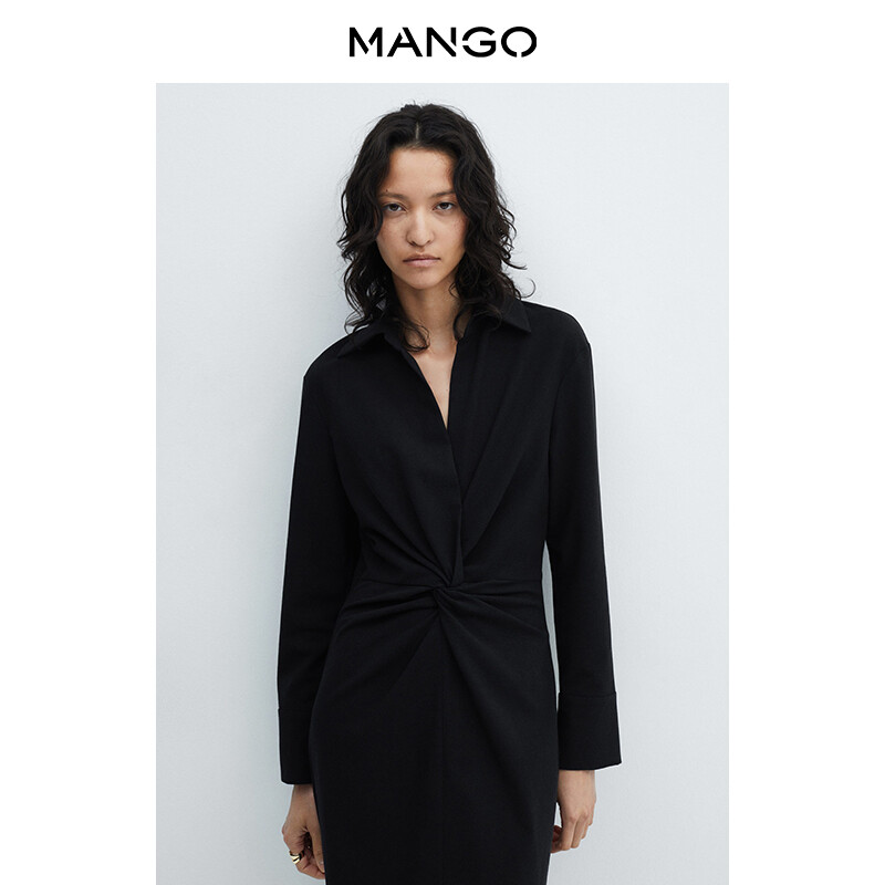 

Женское платье Mango с V-образным вырезом и длинными рукавами, светло-коричневый