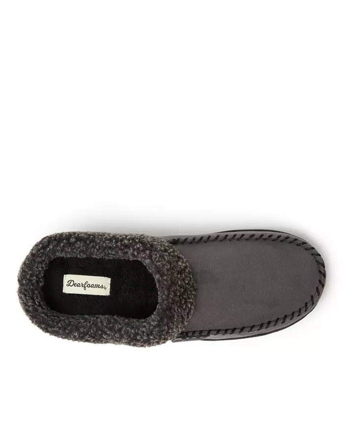 Мужские домашние тапочки-клоги Moccasin Toe из микро-замши Dearfoams, серый — фото 2