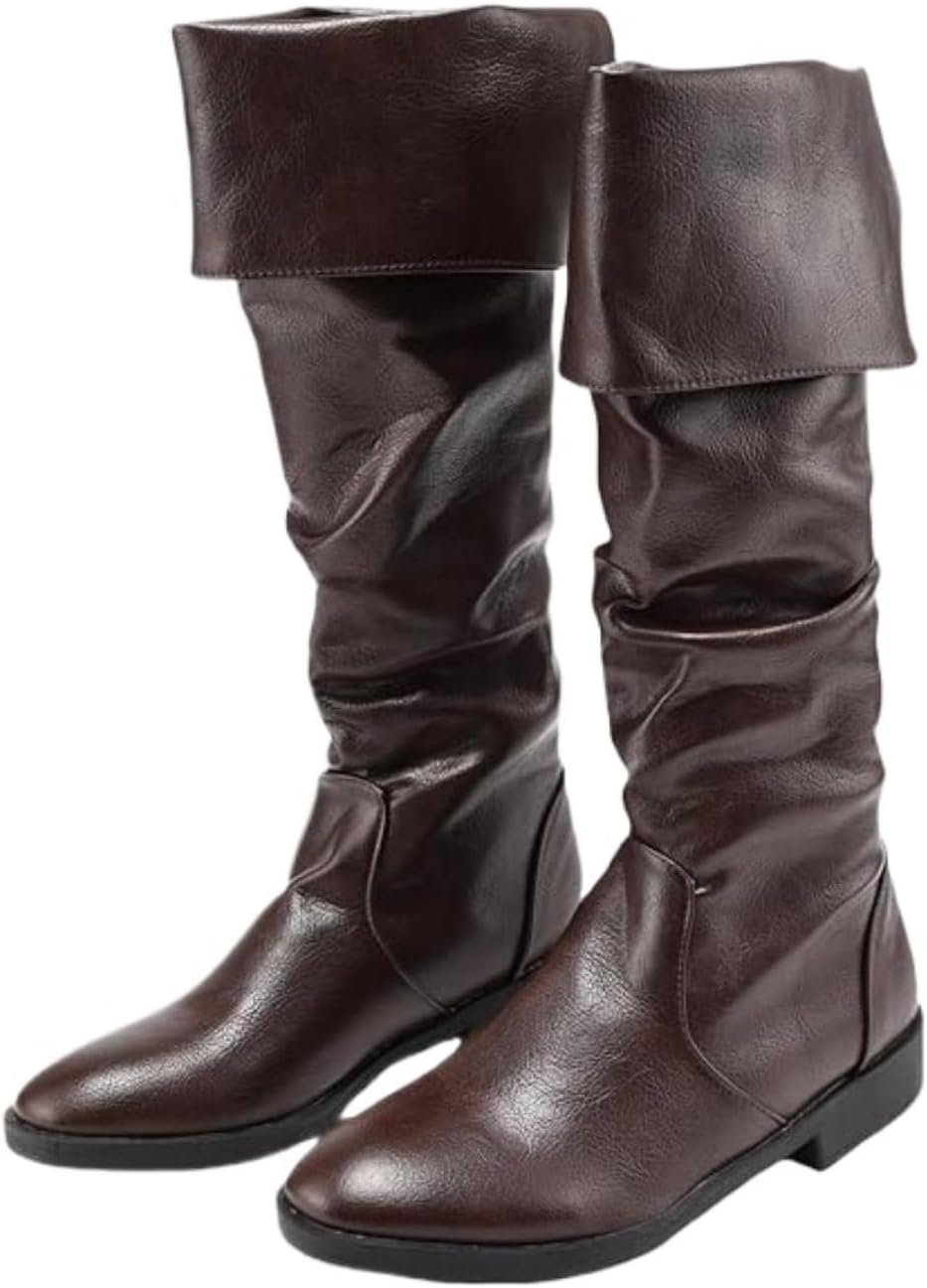 

Унисекс сапоги-платформа до колена с массивным каблуком, модные сапоги на каждый день из искусственной кожи без шнуровки, черные и коричневые высокие сапоги для осени и зимы Azttoztto