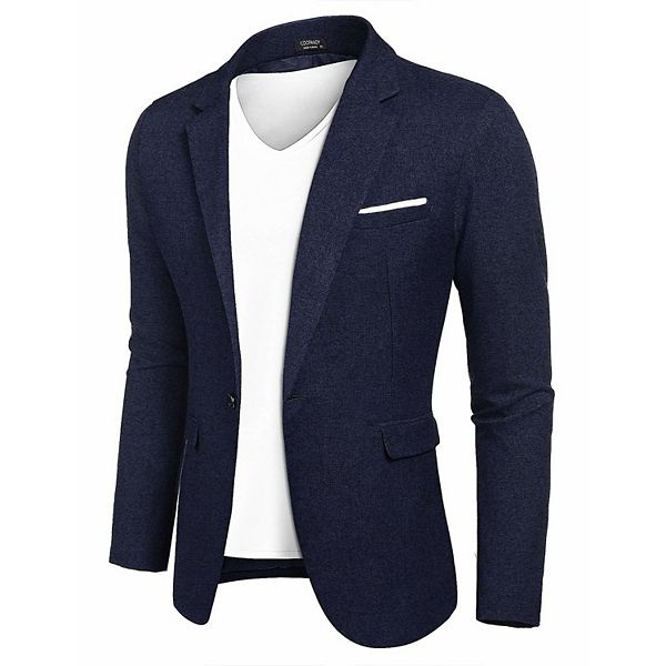

Мужской блейзер casual slim fit однобортный пиджак легкая спортивная куртка Coofandy, Navy Blue