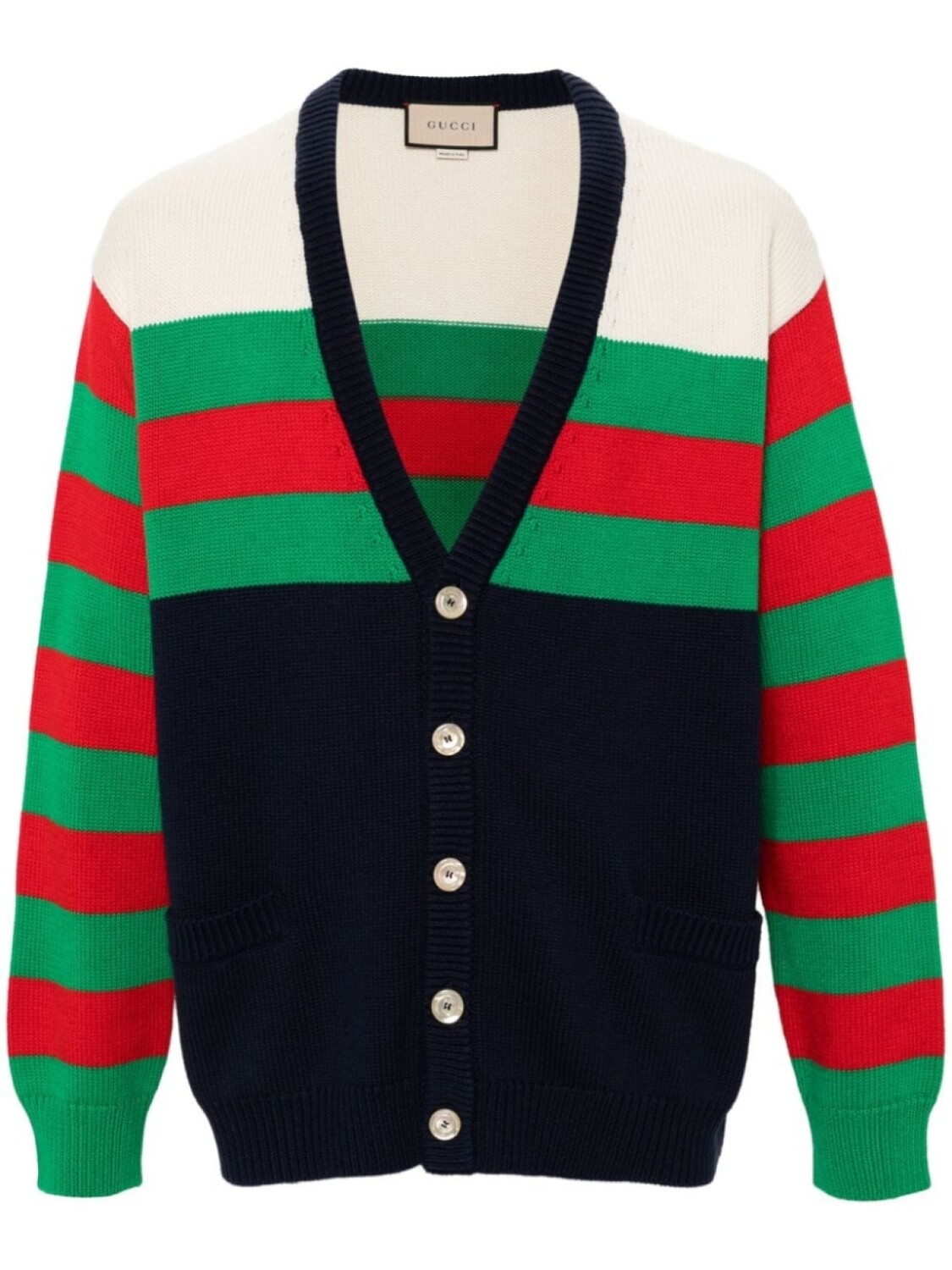 

Gucci кардиган в полоску с V-образным вырезом, синий