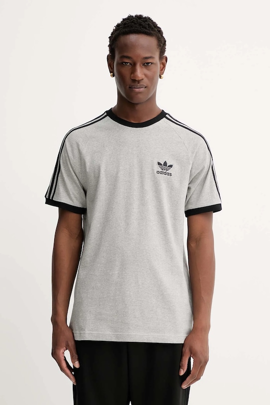 

Хлопковая футболка 3-Stripes Adidas Originals, серый
