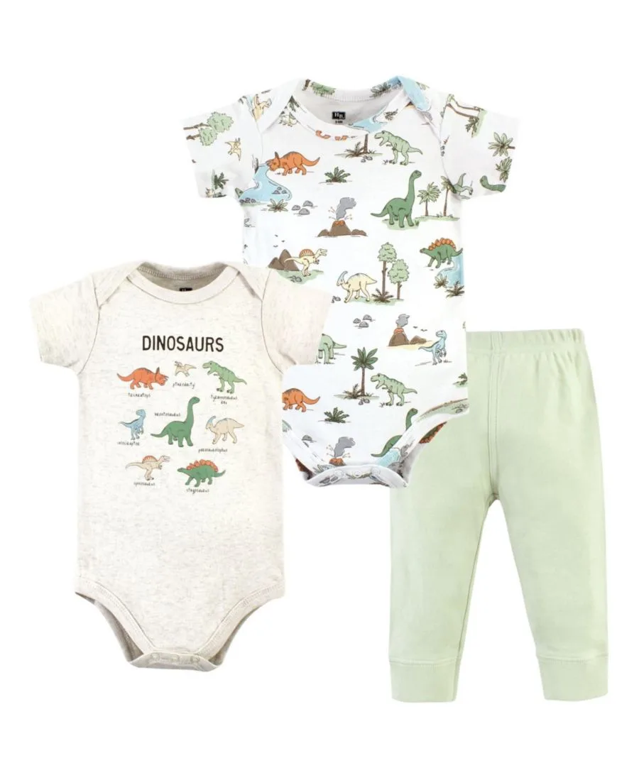 Комплект из двух боди и подходящих по цвету брюк Hudson Baby, Dinosaur Adventures Short-Sleeve