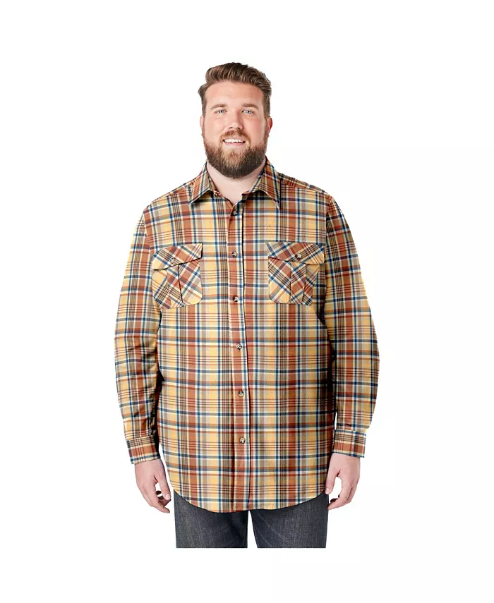 

Мужская фланелевая рубашка Big & Tall Signature в клетку KingSize, оранжевый