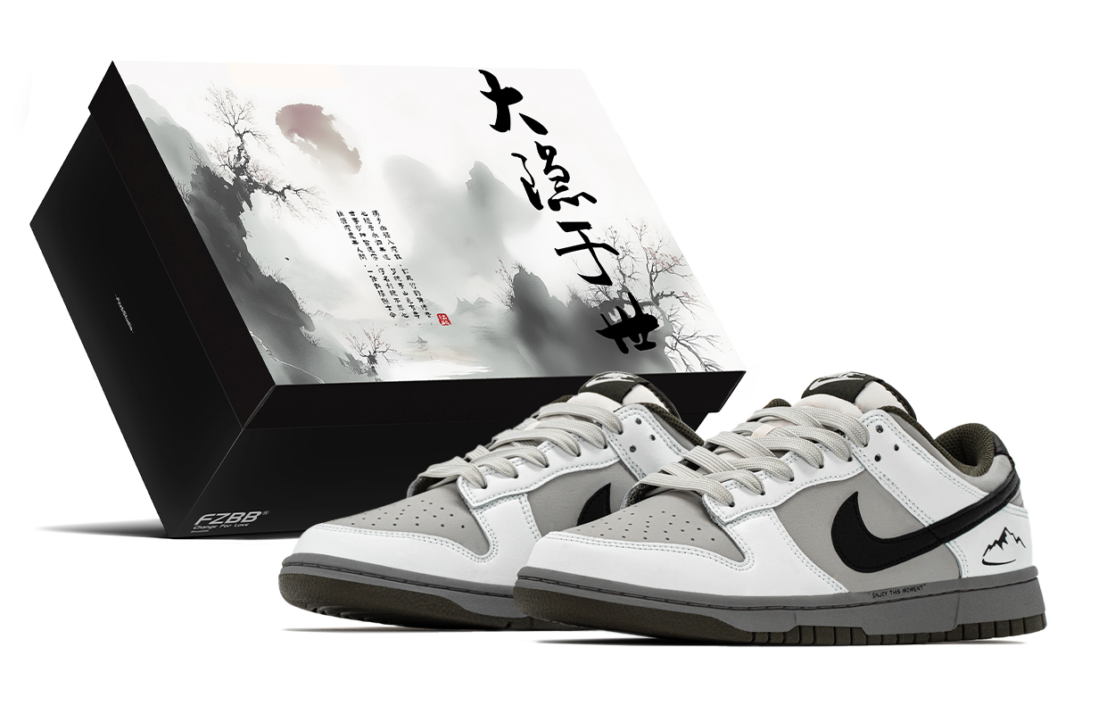 

Dunk Box, Snow Mountains, устойчивые к истиранию низкие кроссовки для скейтбординга мужские черный белый серый Nike, черный белый серый