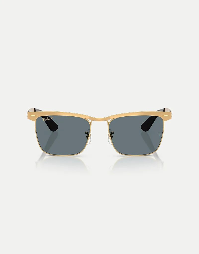 

Солнцезащитные очки Ray-Ban Wayfarer Deluxe с квадратными поляризационными линзами и синими линзами в пескоструйной обработке Legend Gold