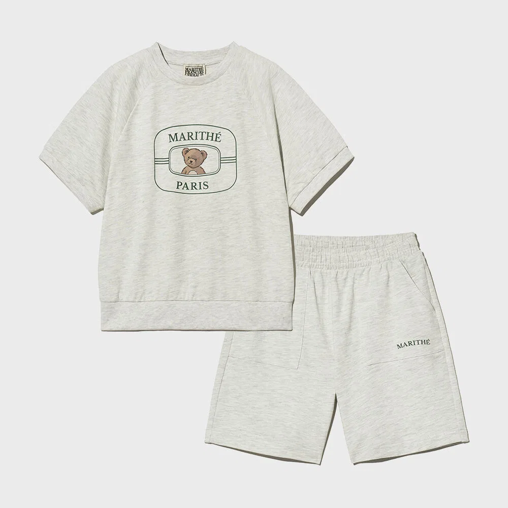 Детский комплект из шорт и футболки цвета овсянки от Marithé Kids — фото 2