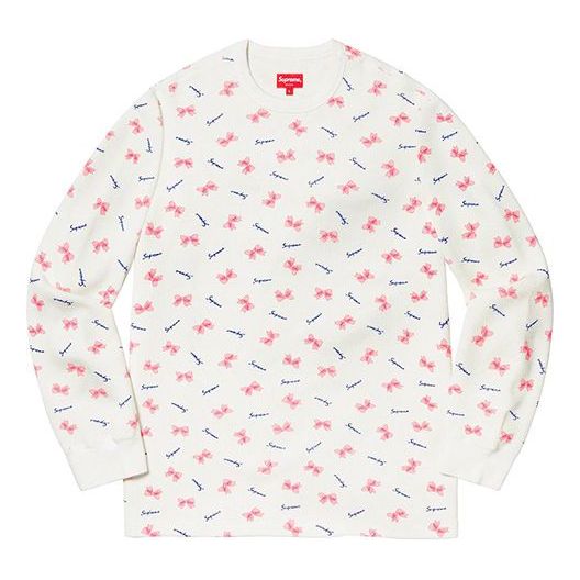 

Футболка Supreme FW19 Week 11 Bow Waffle Thermal Natural Tee, кремовый