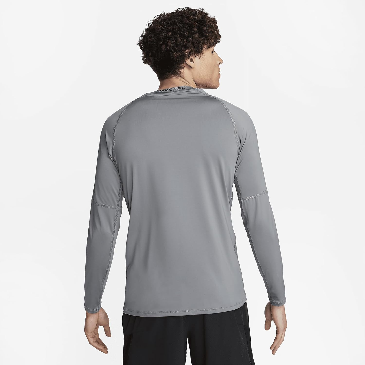 Мужская облегающая спортивная футболка с длинным рукавом Nike Pro Dri-fit, Smoke Grey/Black — фото 2