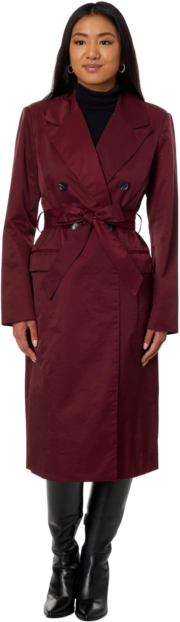 

Пальто Avec Les Filles Stretch Cotton Belted Trench Coat, бордовый